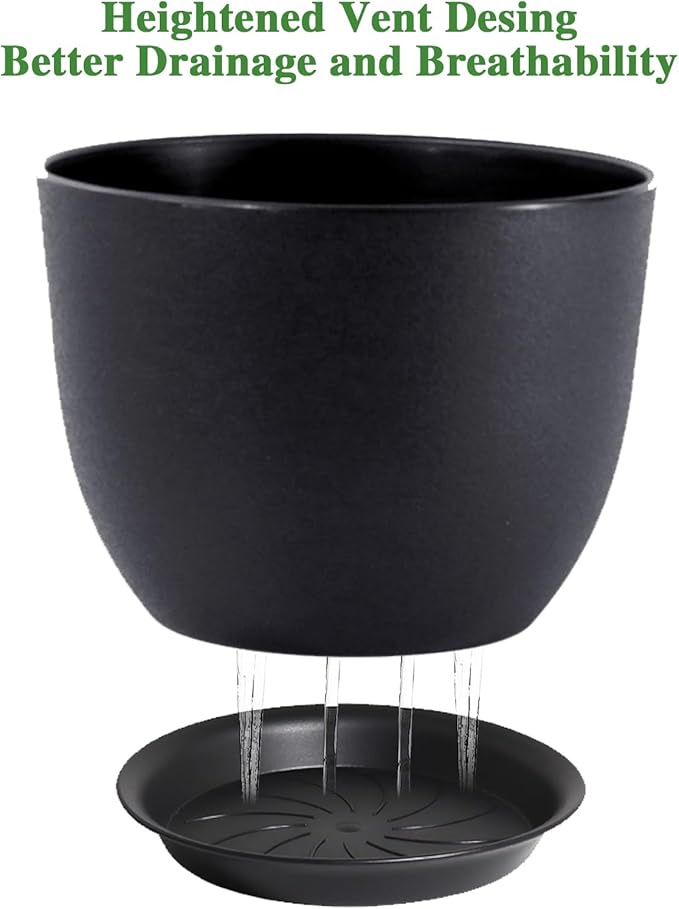 12inch Large Plant Pot, Modern Plastic Planter - Image 3