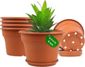 6 Inch Plastic-Flower Pot-for-Indoor Plants, 6 Pack Outdoor Plant Pots by Pottiffe