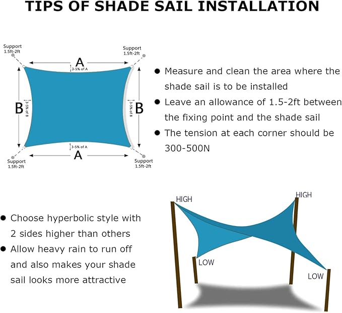 KANAGAWA 20'X24' Turquoise Mix Custom Size Sun Shade Sail Rectangle UV Block - Image 6