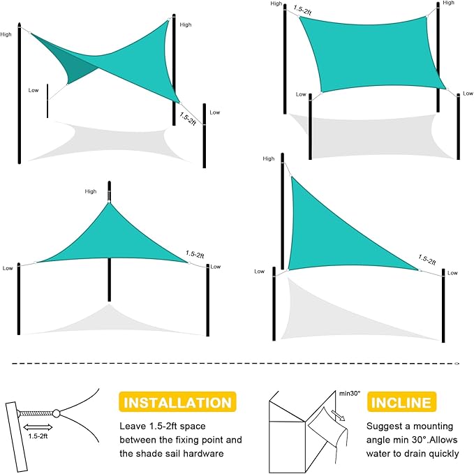Artpuch Waterproof Sun Shade Sail, UV Resistant Rain Canopy, Curved Edges Shade - Image 6