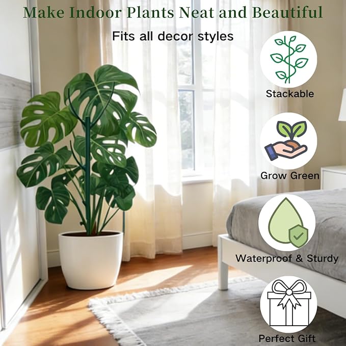 12 Pack Stackable Monstera Plant Support Stakes, 90inch Climbing Plant Sticks - Image 3