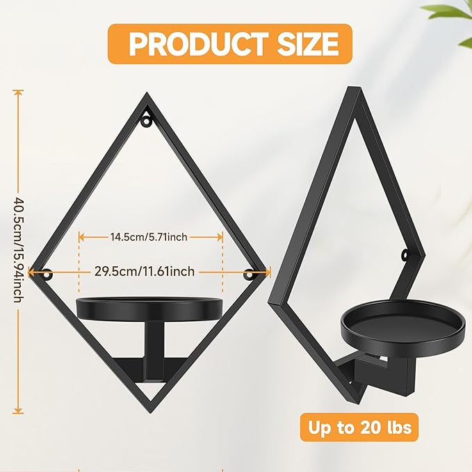 Wall Plant Holder, 2 Pack Metal Floating Shelves Indoor, Window Sill Plant Shelf - Image 2