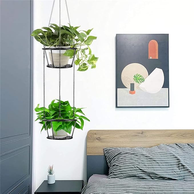 ARTORA 2 Pack Metal Plant Hanger, Modern Plant Hanging Basket Decorative Black - Image 5