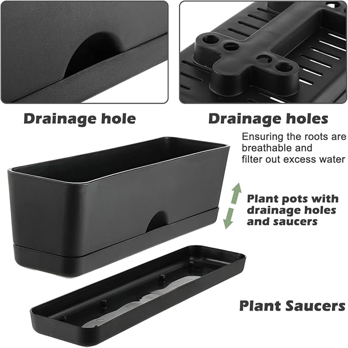 5 Pack Window Boxes Planters 16 Inches Rectangular Planter Herb Planter Boxes - Image 2