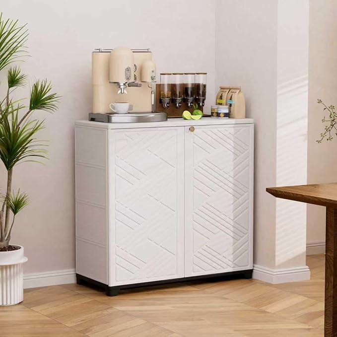 ADDOK Indoor Outdoor Plastic Storage Cabinet 34"x15"x34", Outdoor Storage Shed - Image 6
