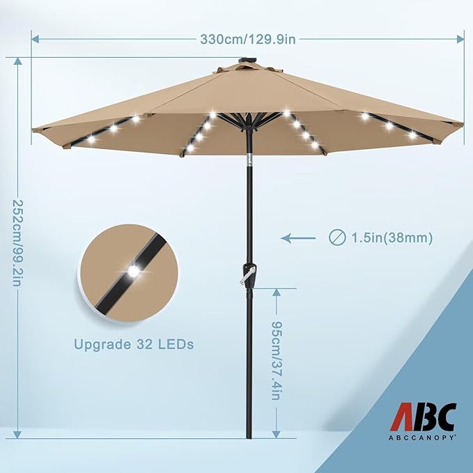 ABCCANOPY Outdoor 11FT Solar Led Patio Umbrellas - Image 3