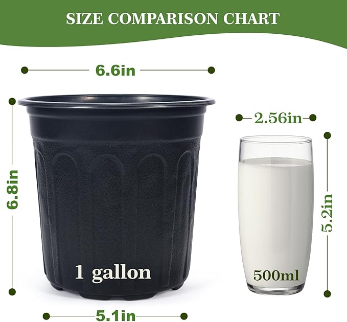 100Pcs 1 Gallon Black Nursery Pots, Soft Plastic Seedling Plant Pot - Image 2
