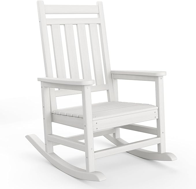 HDPE Rocking Chair Outdoor- Poly High Back Porch Rocker Chairs by Garvee