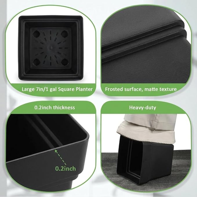 6-Pack 7'' Square Planters - Image 4