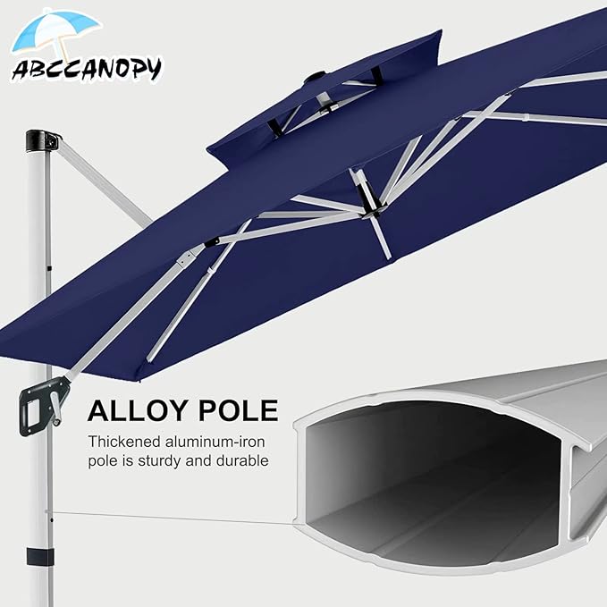 ABCCANOPY Patio Umbrella Cantilever Double Top Outdoor Offset Umbrella - Image 7