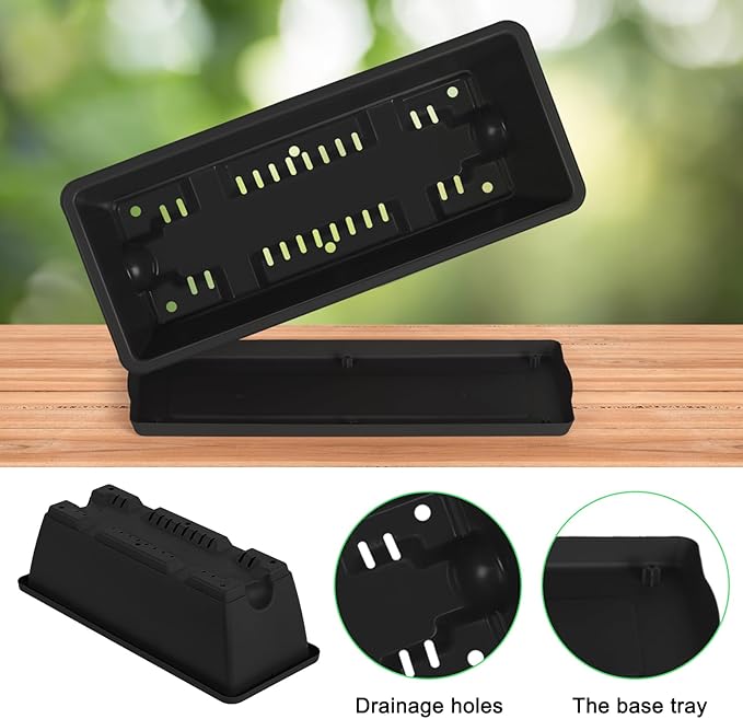 YBING Railing Planter Boxes 6 PCS Black Rectangle Railing Flower Box - Image 7