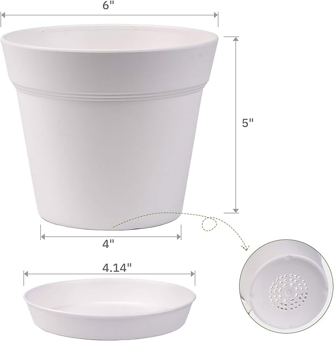 homenote Pots for Plants, 15 Pack 6 Inch Plastic Planters - Image 5