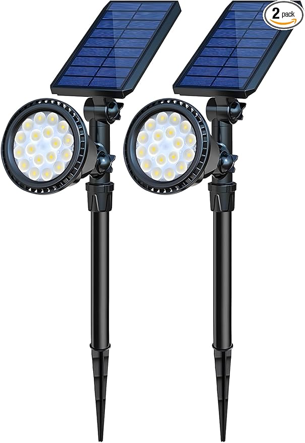 Solar Spot Lights Outdoor, 18 LED Bright Solar Powered Lights Outdoor by OSORD