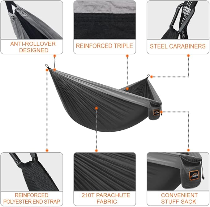 Camping Hammock, Super Lightweight Portable Parachute Hammock - Image 2