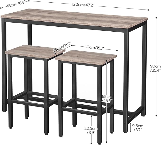 HOOBRO Bar Table and Chairs Set, 47.2” Rectangular Pub Table - Image 4