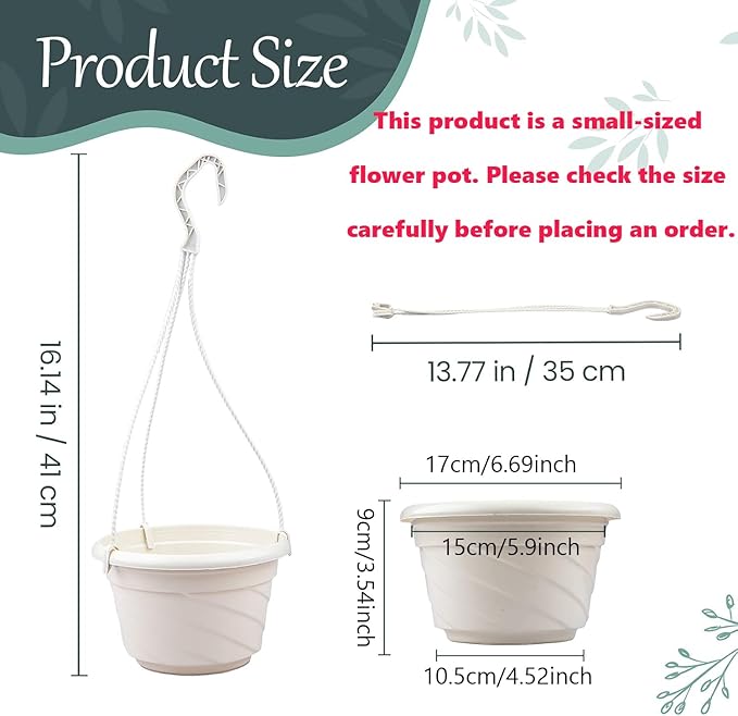 VIDELLY 4 Pieces Plastic Hanging Planters, 5.9 in Dia x 3.54 in H, Small Flower - Image 2