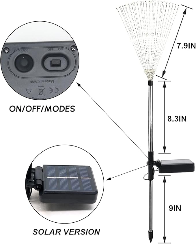 Solar Garden Firework Lights Outdoor Waterproof 6 Pack, 120 LED Sparklers - Image 7
