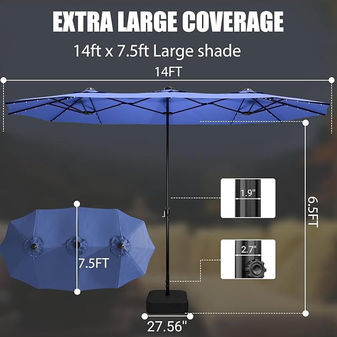 LEVELEVE 14FT Double-Sided Patio Umbrella - Image 4