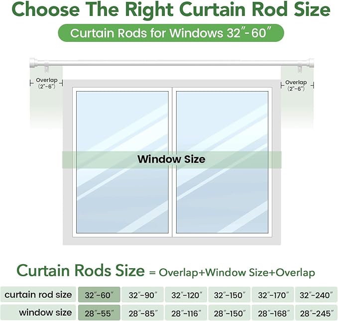 Curtain Rods for Windows 28 to 48, 1 Inch Adjustable White Heavy Duty Curtain - Image 7