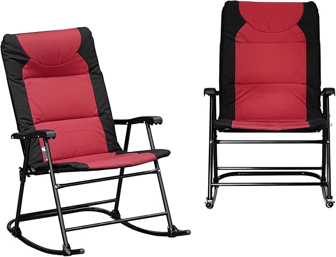Outsunny Oversized Folding Rocking Camping Chair Set of 2, Padded Outdoor by Outsunny