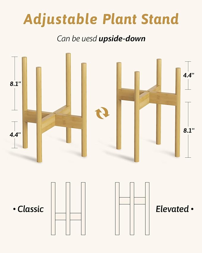 Adjustable Plant Stand Indoor, Bamboo Plant Stand Fits 8 9 10 11 12 Inches - Image 4