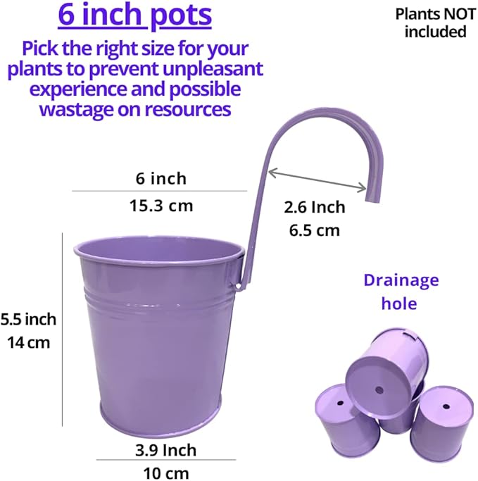 LaLaGreen Hanging Planters Outdoor -10 Pack, 6 Inch Colorful Large Metal Flower - Image 2
