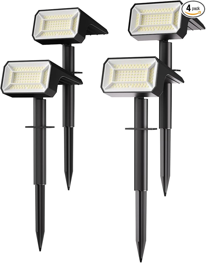 Fabrito Solar Spot Lights Outdoor 4 Pack, Auto On/Off Spotlights, IP67 by Fabrito