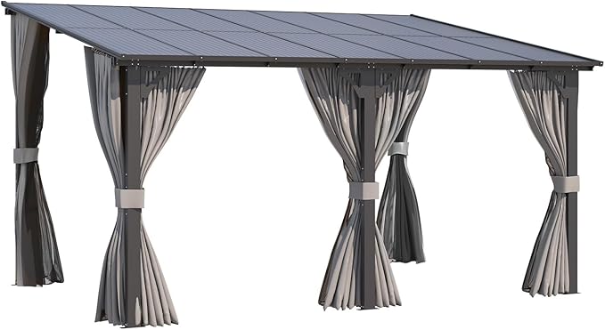 AECOJOY 14' x 10' Gazebo for Patio, Hard Top Lean to Gazebo Pergola - Image 8