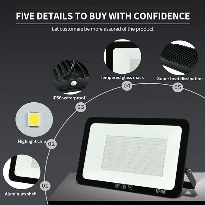 4Pack LED Flood Light Outdoor, 100W LED Work Light 11000lm - Image 2