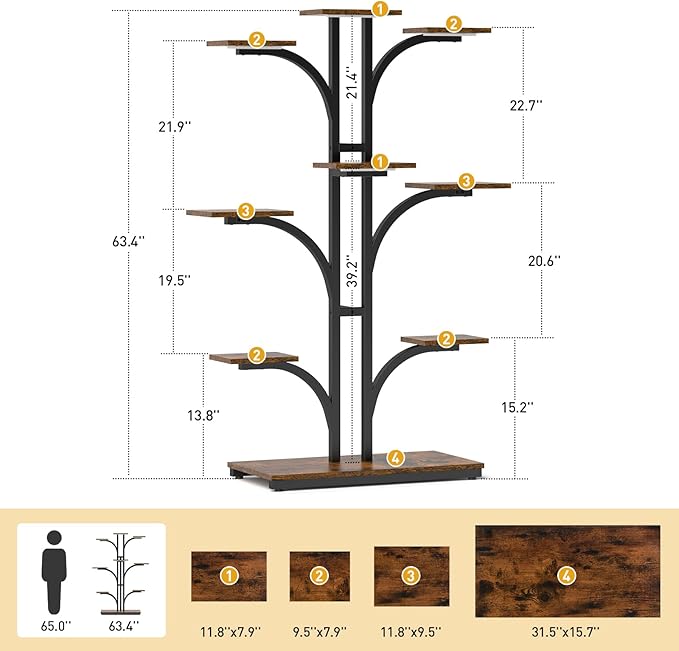 ikkle Plant Stand Indoor with Grow Lights, 9 Tiered Corner Plant Shelves - Image 2