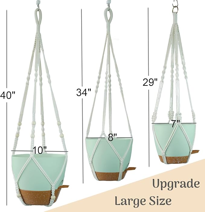 Larege Hanging Planters with Macrame Plant Hangers - Image 2