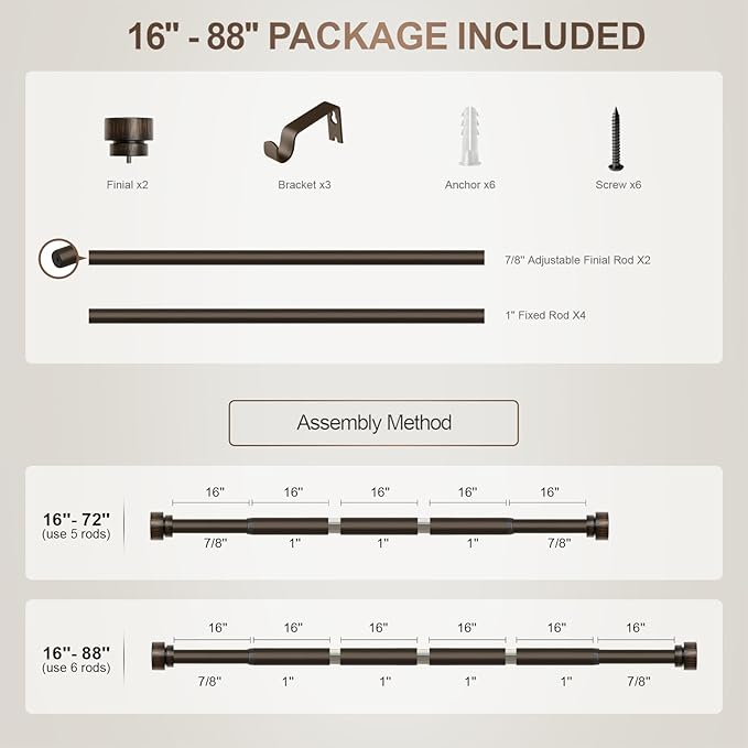 Modern Antique Brown Bronze Curtain Rods - Image 9