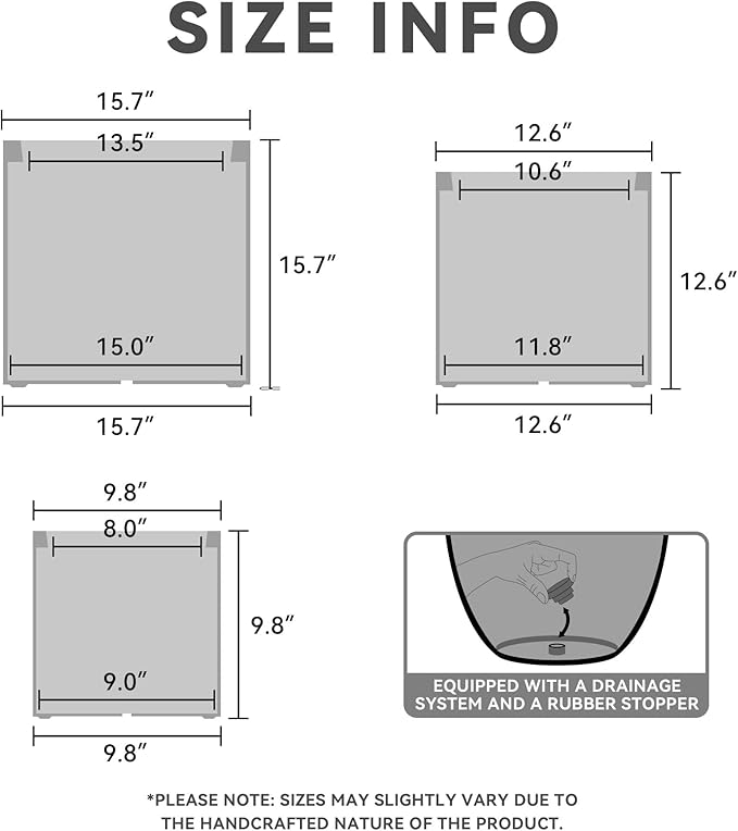 Kante RC0119ABC-C80011 Set of 3 Lightweight Concrete Modern Cylinder Outdoor - Image 2