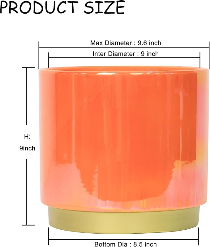 Gepege Peach Indoor Plant Pots for Plants, Large Ceramic Planter - Image 3