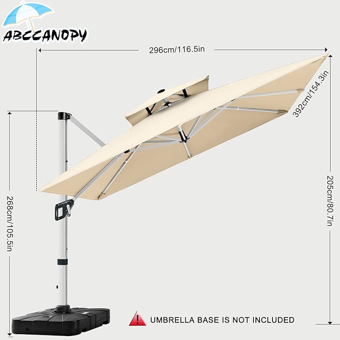ABCCANOPY Patio Umbrella Cantilever Double Top Outdoor Offset Umbrella - Image 3