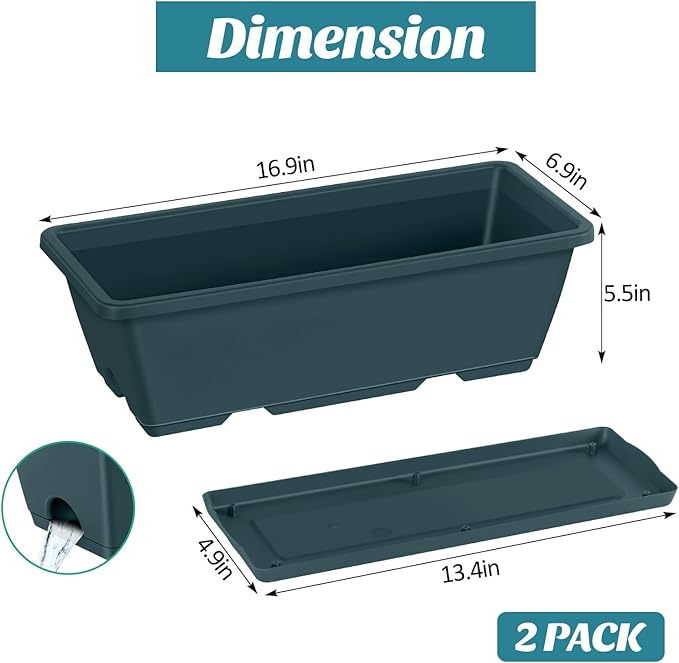 CADUKE 2 Pack Railing Planter Boxes Railing Flower Box - Image 6
