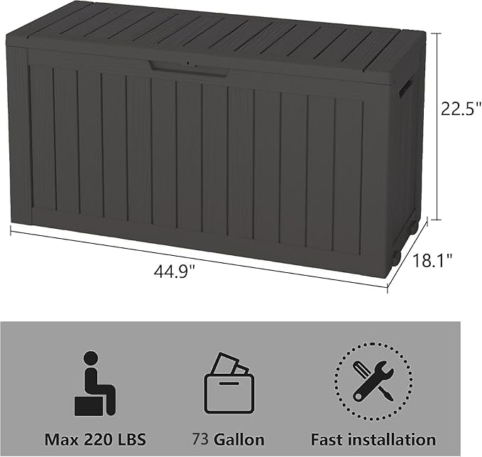 Outdoor Storage Box, Resin Deck Boxes Indoor and outdoor, Waterproof Storage - Image 3