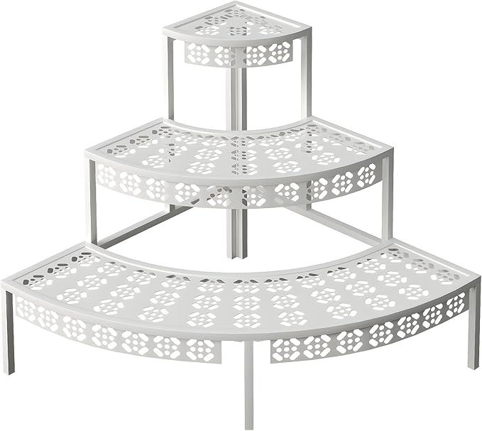 aboxoo 3 Tier Plant Stand Semi-Circular Flower Pot Organizer Rack Quarter Round by aboxoo