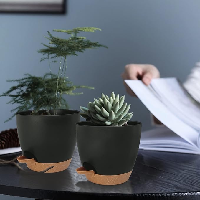 Self Watering Planters with Drainage Holes Reservoir, Nursery Planting Pot - Image 6