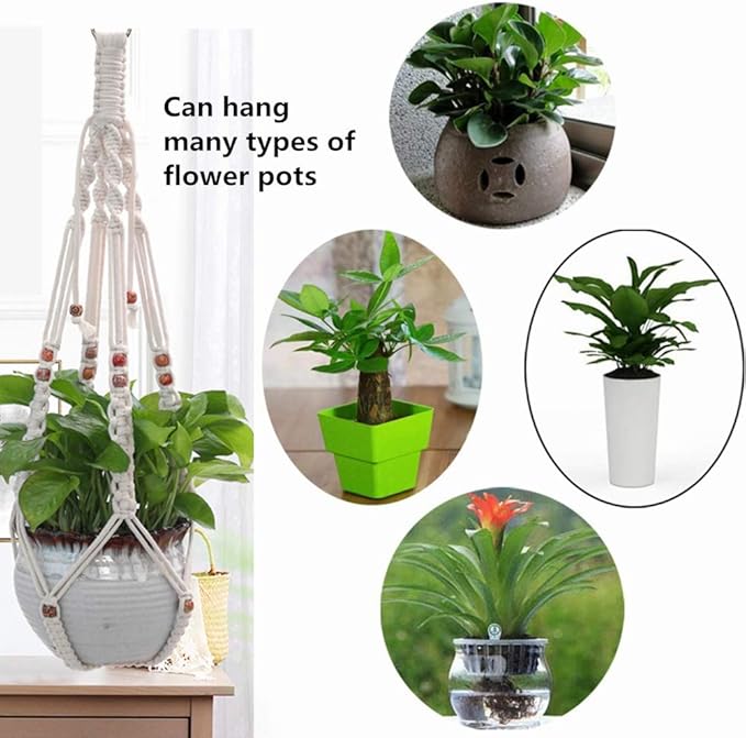 Belit 2 Pack Macrame Plant Hangers Indoor Hanging Planter Basket Decorative - Image 5