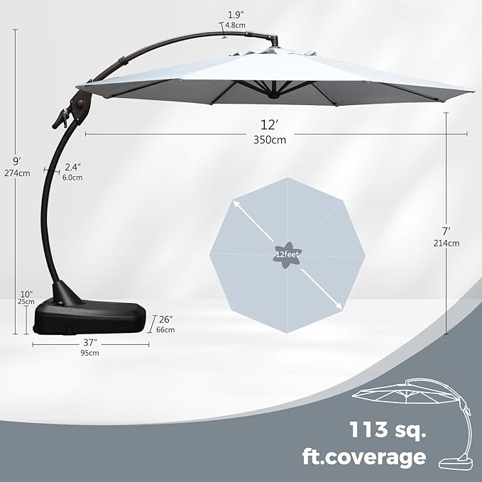 Grand patio 12 FT Sunbrella Cantilever Umbrella - Image 4
