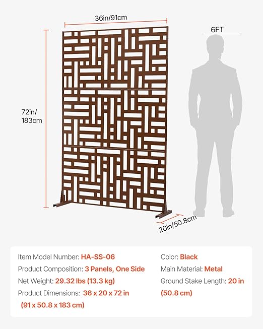 VEVOR Metal Privacy Screen, Outdoor Privacy Screens & Panels, Freestanding - Image 7
