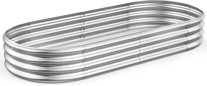 Raised Garden Bed 6.5ft Galvanized Planter Box Outdoor, Rot-Resistant Oval by RaisedGardenBed