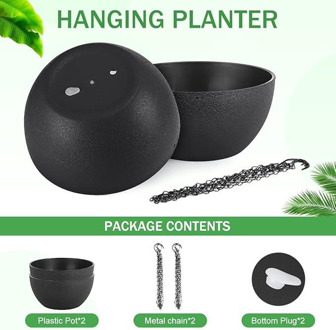 12 inch Hanging Planters for Indoor Plants, 2 Pack Planters for Outdoor Plants - Image 4