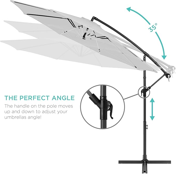 Best Choice Products 10ft Offset Cantilever Hanging Market Patio Umbrella - Image 4