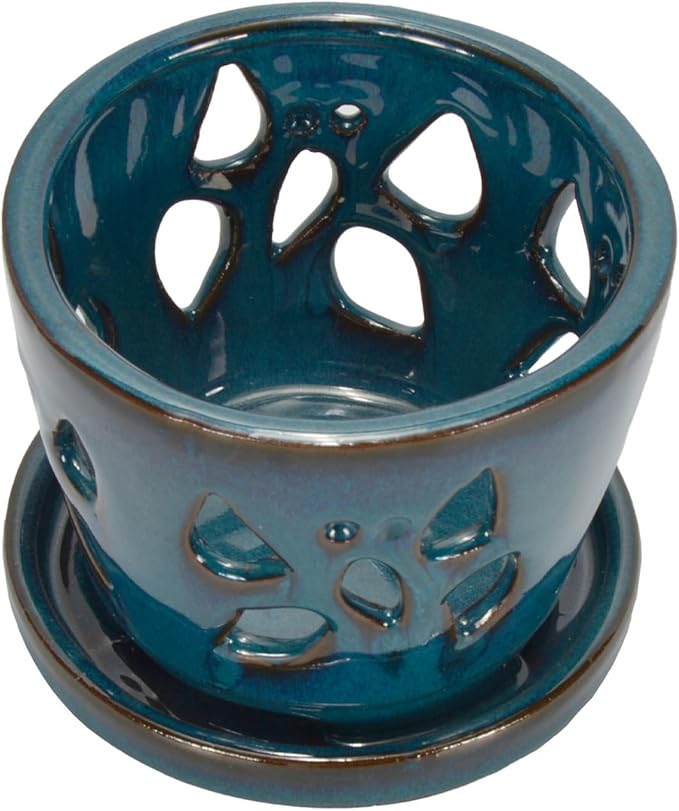 W&W Orchid Pot with Holes and Saucer - Image 3