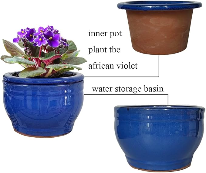 African Violet Pots Self Watering Round Ceramic Violet Pot - Image 4