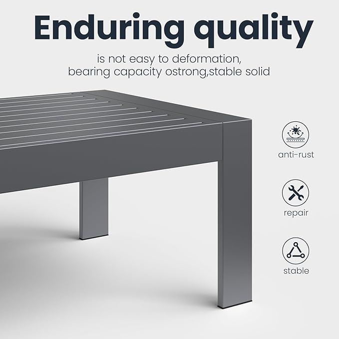 Outdoor Rectangle Patio Aluminum Coffee Tables - Image 5