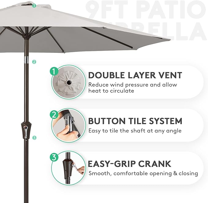 JEAREY 9FT Outdoor Patio Umbrella Outdoor Table Umbrella - Image 2