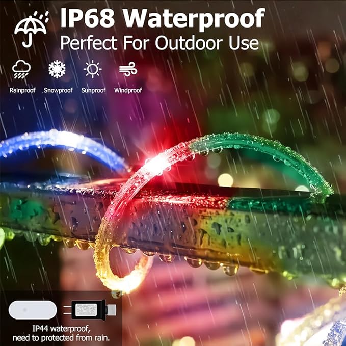 200ft Outdoor Rope Light, IP68 Waterproof 25 Color Changing String Lights - Image 6